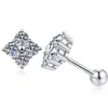Pendientes de Plata de Ley S925 con Moissanita de Venta Caliente Transfronteriza Europeos y Americanos Versión Japonesa y Coreana Trébol de Cuatro Hojas Pequeños Frescos Dulces Pendientes Pequeños