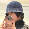 Corea del Sur Sombrero de Pescador Básico Línea Brillante Mezclilla Mostrando la Cara Pequeño Primavera y Verano Combinación Perfecta Protección Solar Cubrebocas Simple Sombrero de Cubeta