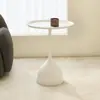 Mesa Lateral Simples para Apartamentos Pequenos, Mesa Redonda Pequena de Ferro Forjado, Mesa de Centro Estilo Creme para Sofá, Mesa de Canto para Quarto, Mesa de Telefone para Quarto e Sala de Estar