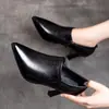 2026 Nuevos Zapatos de Salón de Punta Fina y Boca Profunda para Mujer de Primavera y Otoño Tacón Fino Tacón Medio Calzado Versátil para Mujer Estilo Otoño Piel Suave Zapatos de Tacón Alto de Piel