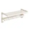 Toallero de doble pliegue, toallero de baño de pared sin taladro, estante de almacenamiento multifuncional para baño del hogar