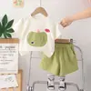 Conjunto de Roupas de Verão para Meninas 2025 Novo Verão Roupas de Verão para Meninas Bebê Menina Bonito Estampado Maçã Manga Curta Atacado