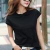 Camiseta Holgada con Capucha de Manga Corta de Algodón de Bambú Verano 2026 Nuevo Estilo para Mujer Manga Media Algodón Puro Estilo Coreano Camiseta Básica Superior