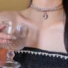 Collar de cadena de clavícula con diamantes puros y personalidad dulce para mujer, gargantilla de cadena de cuello de doble fila con diamantes de imitación a la moda, simple y combinable