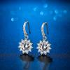 Pendientes de Plata de Ley S925 con Ganchos para Orejas Vacíos de un Quilate, Joyería con Diseño de Girasol de Moissanita de Cuatro Garras