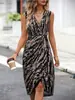 Exportação Europeia e Americana Roupas Femininas Amazon 2024 Vestido Feminino Grande com Barra em A Estampado Abstrato Saia Longa de Alça Transfronteiriça