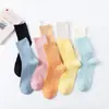 Calcetines de Cuatro Estaciones Calcetines para Mujer Verano Finos Color Morandi Doble Aguja Color Sólido Calcetines Medios para Mujer Japoneses Moda ins Calcetines de Moda