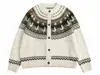 Cárdigan de punto Fair Isle con bloques de color vintage LEKA para mujer Otoño/Invierno 2026 Abrigo suéter versátil adelgazante holgado