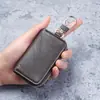 Billetera Multifuncional de Cuero Genuino Estilo Japonés con Cierre en L Bolsillo para Monedas Creativo Ultrapequeño para Hombres Billetera Pequeña Llavero
