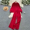 Estilo Corte Francês Moda Renda Patchwork Botão Pérola Manga Lanterna Camisa Calça Casual de Cintura Alta Wide Leg Conjunto Feminino