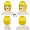 Peruca Colorida Bobo para Mulheres para Comércio Transfronteiriço da Amazon, Cabelo Curto Liso com Franja, Peruca Wig