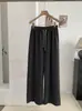 KEKEZOON 2026 Otoño Nuevo Estilo Coreano Elástico Cintura Alta Cordón Pierna Ancha Pantalones Deportivos Mujer Sueltos Largos 8907