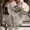 Otoño/Invierno 2026 Nuevo Estudiante Estilo Sencillo Coreano Retro Bloque de Color Bordado de Letras Versátil Chaqueta de Béisbol Transfronterizo