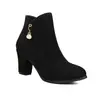 Otoño Comercio Exterior 2022 Botas de Caballero Puntiagudas Botas de Cuero Gamuza Botines para Mujer Cremallera Lateral Neutra Tacón Alto Zapatos de Mujer Botas Amarillo