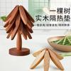 Tapete isolante de madeira de nogueira preta Grove Coaster Creative Home Anti-scalding Placemat Log Tea Holder Decoração de mesa fofa