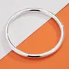Pulseira de Prata para Mulheres Prata Esterlina 9999 Anel Liso Brilhante Fechada Sólida Simples Nicho Estilo Jovem Namorada Pulseira de Prata Pura