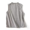 Foto Real de Casaco Camisa Colete de Estilo Japonês Verão Novo Feminino Solto Sem Mangas Gola Alta Listrado Cardigã Top para Mulheres