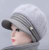 Chapéu de Inverno para Mulheres de Meia-Idade e Idosas Chapéu de Lã Imitação de Coelho para Ciclismo ao Ar Livre para Prevenir o Frio Chapéu de Tricô Quente com Forro de Lã Tipo Bico de Pato para Mulheres