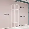 Estante de Exhibición Blanco de Pie para Tienda de Ropa Estante de Exhibición para Ropa de Mujer con Colgador Lateral Gabinete Alto de Doble Capa Perchero
