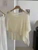 Suéter Tricô Kekezoon Estilo Xale Irregular para Mulheres, Peça Dupla Camada Fina de Cor Sólida para Verão 7714