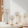 Mini Castiçal Europeu de Cristal Mesa de Jantar Retro Romântico Jantar à Luz de Velas Conjunto de Três Peças Casamento Ornamentos de Castiçal Dourados