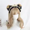 Faixa de cabelo de urso com orelhas lolita de laço japonês acessório de cabelo elemento Marrom menina fofa renda lolita KC