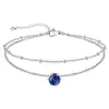 Tobillera Ajustable Europea y Americana Transfronteriza Colorida Mes Piedra de Nacimiento Incrustada Accesorios para el Pie Joyería para Niñas Venta al por Mayor