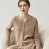 Novo cardigã de cashmere redondo com decote em V 2026, macio e amigo da pele, para mulheres, suéter de caimento solto e modelador, camada base de lã macia e confortável