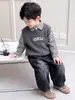 Q058 Traje para Niños Primavera y Otoño Ropa Nueva para Niños Chaqueta Elegante Camisa para Bebé Niño Conjunto de Tres Piezas