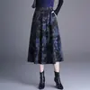 Elegante Falda de Línea A Estampada para Mujer Otoño/Invierno 2026 Nueva Falda de Cintura Alta que Cubre la Cadera con Dobladillo Ancho Falda Elegante Adelgazante de Longitud Media