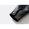 Ctsbts Jaqueta de Lapela Moderna e Cool Masculina Solta de Couro PU Jaqueta de Motocicleta Retrô Jaqueta de Couro Imitação Crocodilo J70