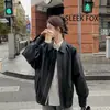 Otoño Nuevo Casual Lujo Ligero Chaqueta Abrigo de Cuero PU Hombres Mujeres Motocicleta Americana Moda Retro Simple Chaqueta de Color Sólido Tendencia