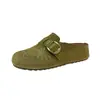 Zapatillas de media punta de suela gruesa con tacón oculto y punta cerrada para mujer 2026 nuevo estilo de otoño para usar en exteriores sandalias muy bonitas para personas perezosas zapatos Birkenstock
