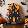 Artesanías de Madera de Halloween Transfronterizas Castillo Murciélago Decoraciones de Escritorio Configuración de Atmósfera del Festival de Fantasmas Letreros de Madera y Figuras de Pie para Casa Embrujada