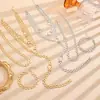 Collar de Moda Transfronterizo con Anillos Redondos, Cadena en Forma de Y, Cadena para Clavícula, Cadena Larga Apilada de Dos Capas para Suéter, Collar, Pulsera para Mujer