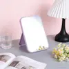 Espejo de maquillaje de escritorio, espejo pequeño plegable, espejo de maquillaje portátil, espejo de tocador cuadrado de mesa para dormitorios de estudiantes