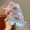 Estilo Coreano Princesa de Hielo y Nieve Corona Rosa Diadema Brillante Sencillo con Diamantes para Niños Niñas Año Nuevo Accesorios Azules Dinastía Han