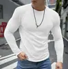 Camiseta Transpirable de Manga Larga para Hombre, Primavera y Otoño, para Exteriores y Deportes, Ligera, Cuello Redondo, Top Casual, Color Sólido