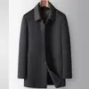 Abrigo de cachemira para hombre 2026 otoño/invierno, con forro desmontable de plumón de ganso blanco, adecuado para hombres de negocios de mediana edad, cálido y elegante