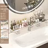 Prateleira de Armazenamento Vertical para Torneira, Prateleira de Armazenamento Frontal para Espelho de Lavatório, Prateleira de Armazenamento de Cosméticos de Banheiro em Aço Inoxidável