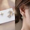 Pendientes de Estrella de Ocho Puntas Asimétricos de Moda Super Flash, Femeninos, Simples, Pendientes de Estrella Populares, Pendientes Pequeños y Versátiles
