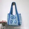Bolsa de Tecido Vazada para Axila Feminina Verão 2026 Nova Bolsa de Tricô Floral Grande Capacidade Casual Bolsa de Ombro Tote