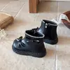 Botas Martin de Terciopelo para Niña Pequeña 2026 Nuevo Estilo Otoño/Invierno Botas de Princesa con Lazo Estilo Británico Suela Suave Estilo Coreano Botas de Piel