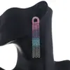 Pendientes de Borla Larga con Pedrería de Temperamento para Mujer, Boda, Actuación, Escenario, Gradiente Multicolor, Pendientes Adelgazantes Pendientes E775