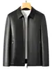 Chaqueta de Cuero para Hombre 2025 Otoño e Invierno Casual de Negocios Abrigo de Cuero con Solapas y Forro Polar para Calidez Nuevo Modelo de Otoño Haining