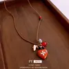 Collar de Corazón con Cuentas de Madera, Piedra y Cuerda de Cera Vintage Estilo Étnico Cadena para Suéter con un Diseño Único para Mujeres