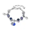 Pulsera de Cobre Micro-Pavimentada con Circonita Panjia 2025 Nueva de Gran Venta Pulsera con Colgante Doble Corazón Estrella Azul y Luna Lista para la Venta
