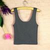 Colete Crop Top para Mulheres, Outono com Decote em U de Cintura Alta Esportivo Justo de Algodão Camiseta de Segunda Pele, Atacado de Fábrica