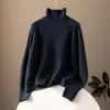 Suéter de cuello alto 100% Cachemira Pura para Mujer, Mismo Estilo que Faye Wong, Suéter de Cachemira Holgado Casual Perezoso, Suéter de Punto Simple