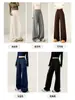 Pantalones de Lana de Acetato Color Café Pierna Microancha para Mujer Otoño/Invierno 2026 Nuevo Cintura Elástica Oculta Grasa Rectos Casuales Largos